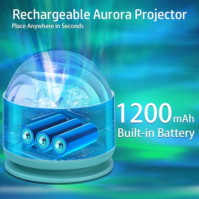 Northern Lights Projector, Rechargeable 16 Color Aurora Night Light Projector Mood Lighting with Dimmable & Remote Control for Bedroom Kids Teen Girl Gift Room Decor