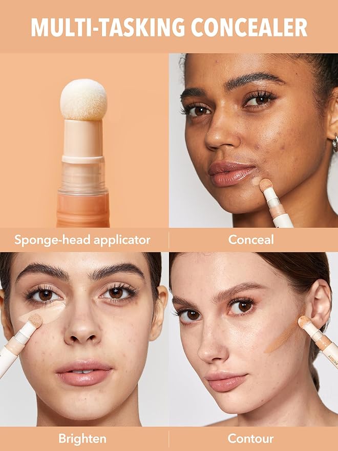 SHEGLAM Complexion Boost Concealer Sponge-Head Applicator Matte Liquid Concealer Long Lasting Brightening Color Corrector Weightless All-Day Long Lasting Hydrating Concealer-Honey