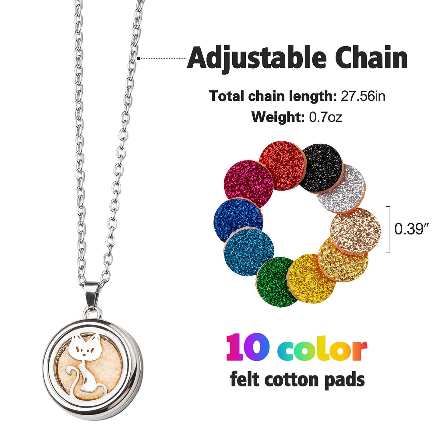 Essential Oil Diffuser Necklace & Bracelet Set for Women Gift 2pcs, Cat Aroma Locket Necklace + Pawprint Diffuser Bracelet Adjustable with 20 Refill Pads, Gifts for Wife, Girlfriend, Friend, Sister