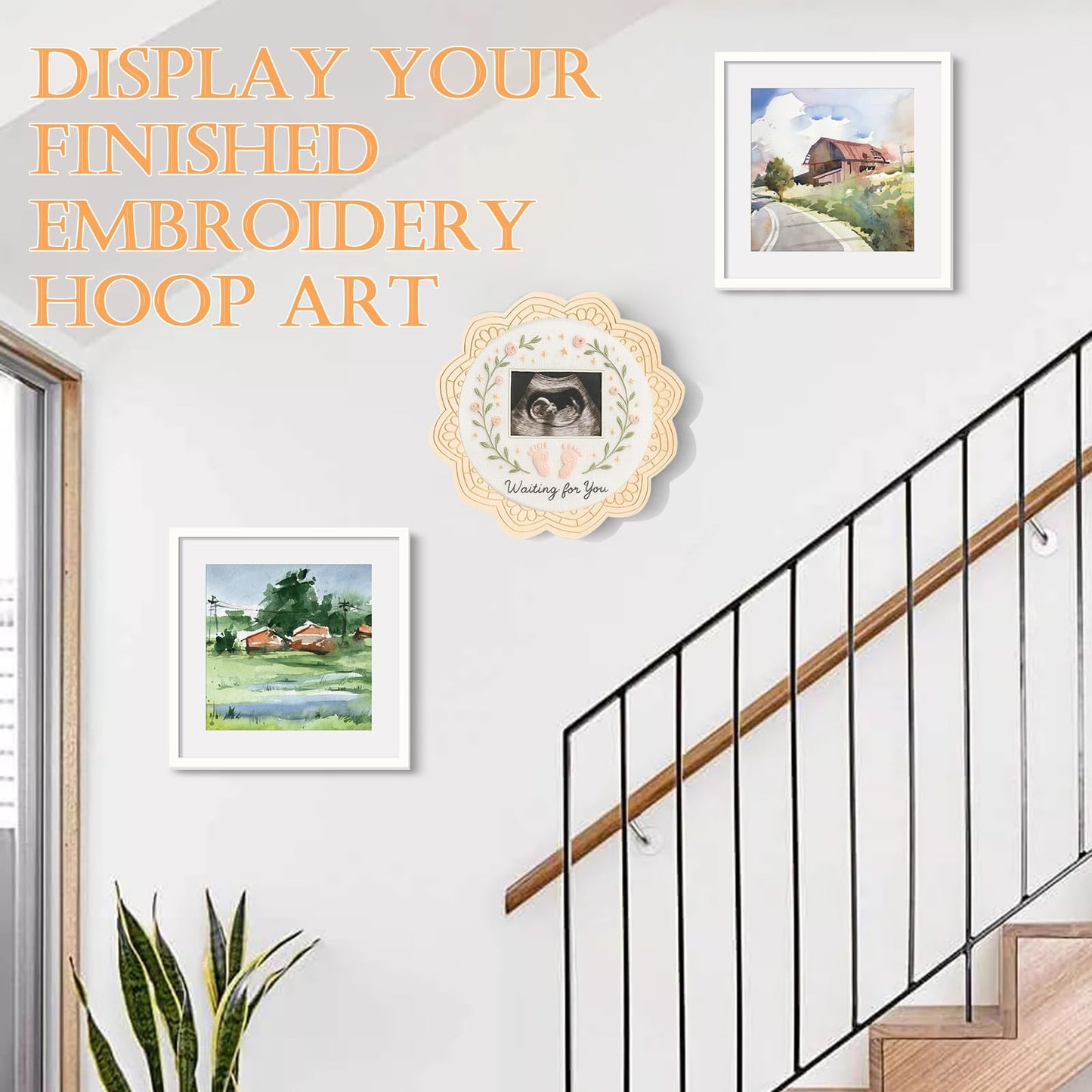 4 Sets Wood Embroidery Hoop Frame 8 Inch Embroidery Display Frame Large Round Wooden Embroidery Frame for Finished Cross Stitch Hoop Frame DIY Decor Sewing Ornaments