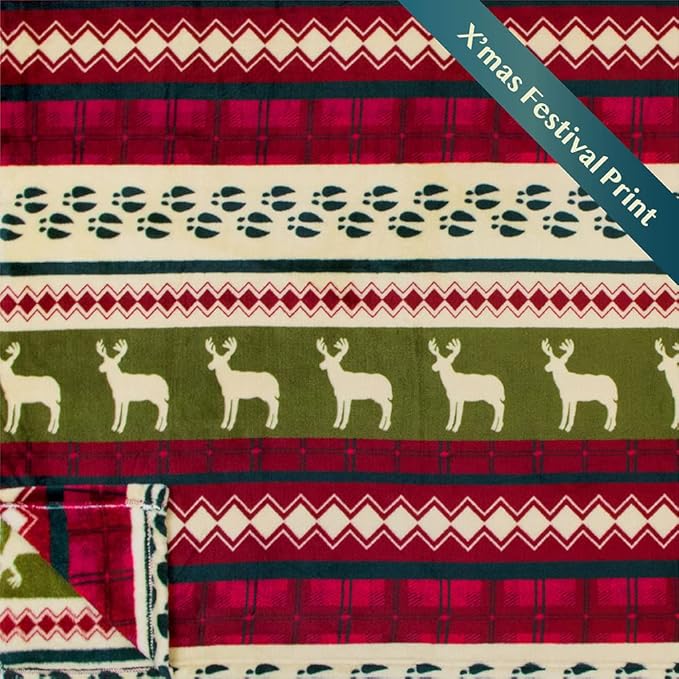 Pavilia Soft, Plush, Warm Winter Cabin Throw - Twin 60x80, Red Christmas Holiday Fleece Blanket