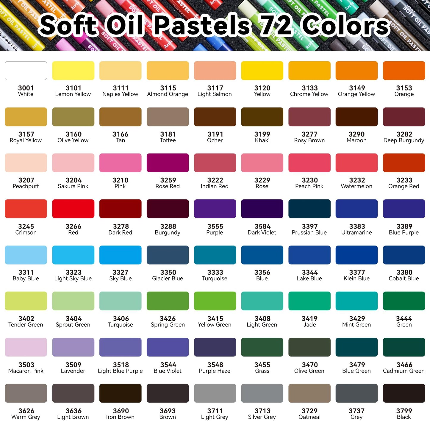 Arrtx Oil Pastels for Artists, 72 Colors Soft Oil Pastels Vibrant and Creamy, Art Pastel Crayons Art Supplies for Professional and Beginners