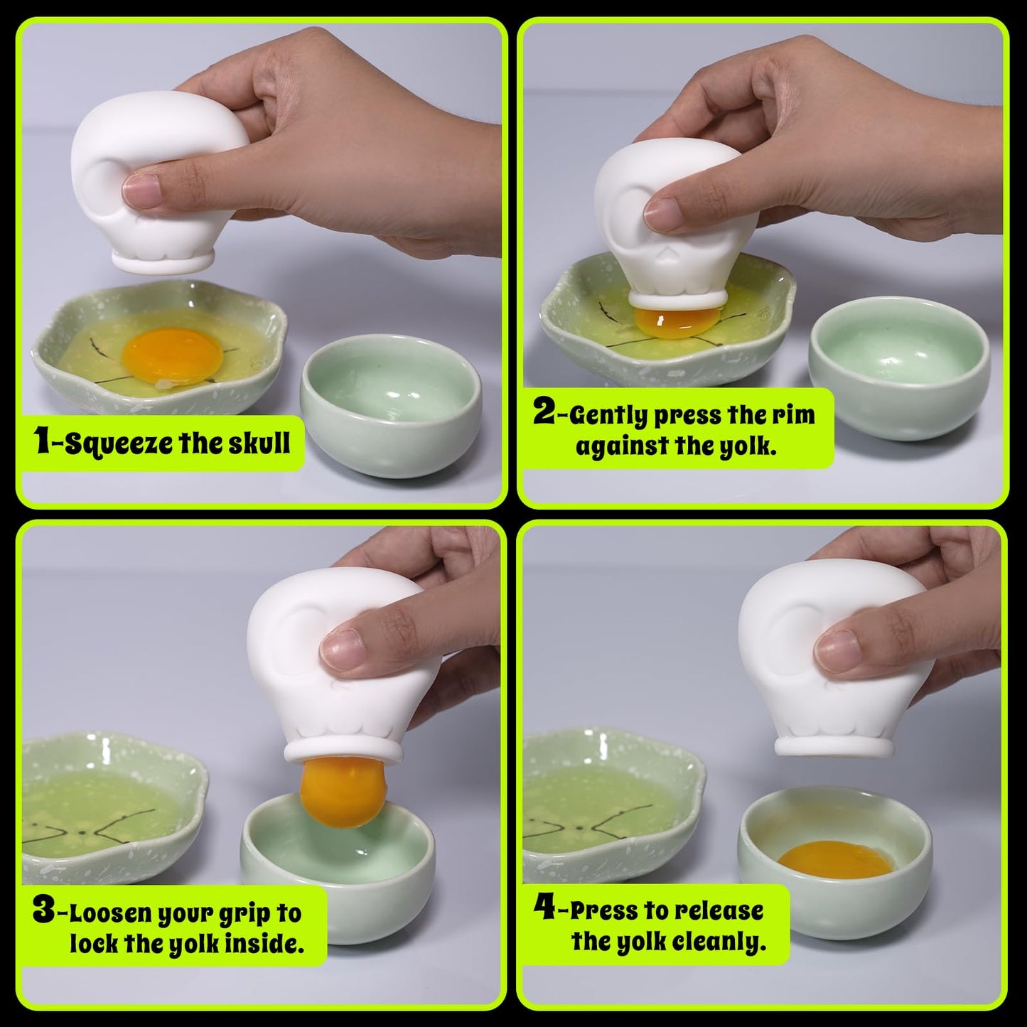 Skeleton Egg Yolk Separator Silicone Egg Separator For Raw Eggs Cute Kitchen Accessories Cool Kitchen Gadgets Baking Supplies For Home Bakers Gothic Home Decor