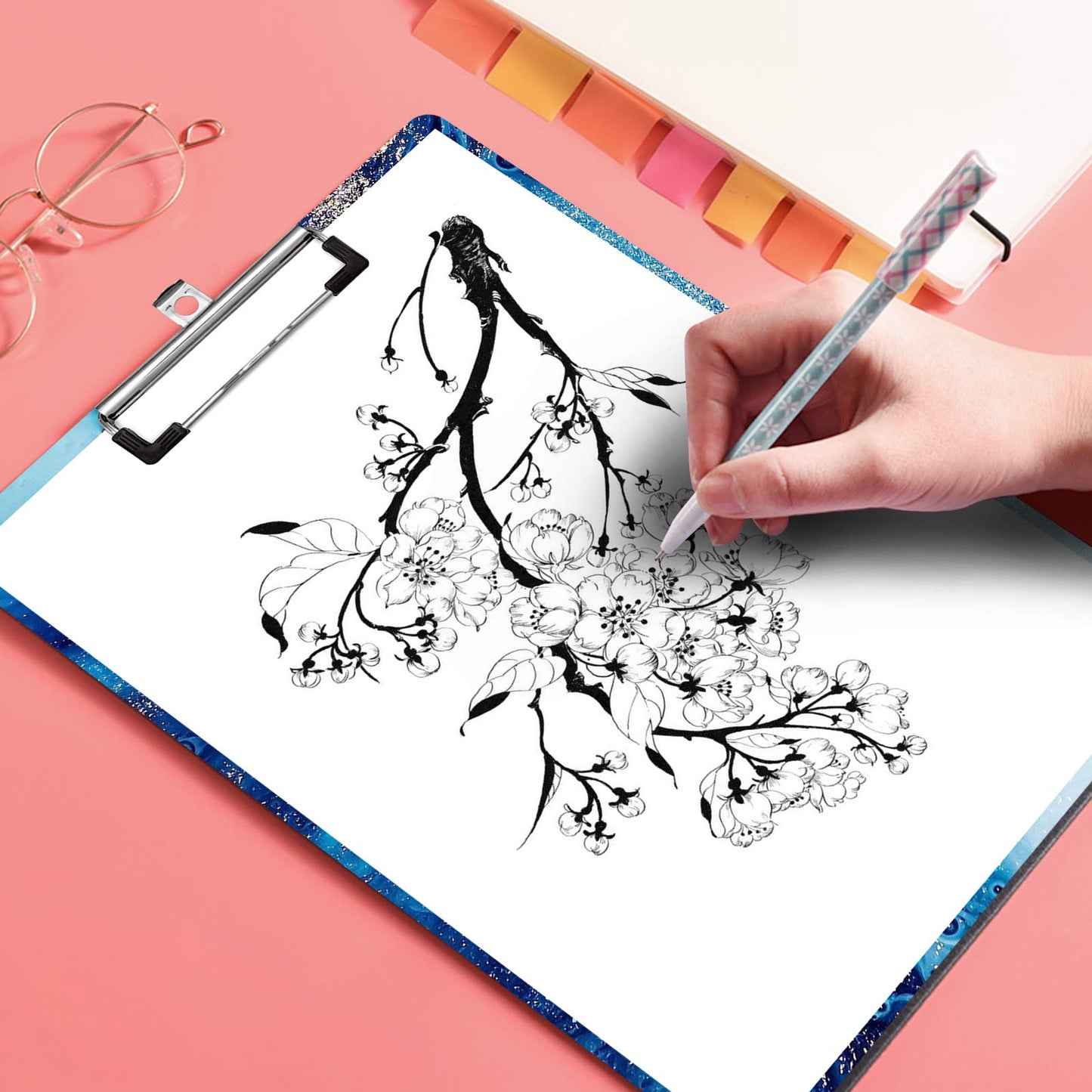 A4 Letter Size Clipboard Epoxy Resin DIY Casting Soft Silicone Molds + 5 Stainless Steel Low-Profile Clips, Retractable Hanging Hole Write Pad Draw Board Document Holder School Office Business