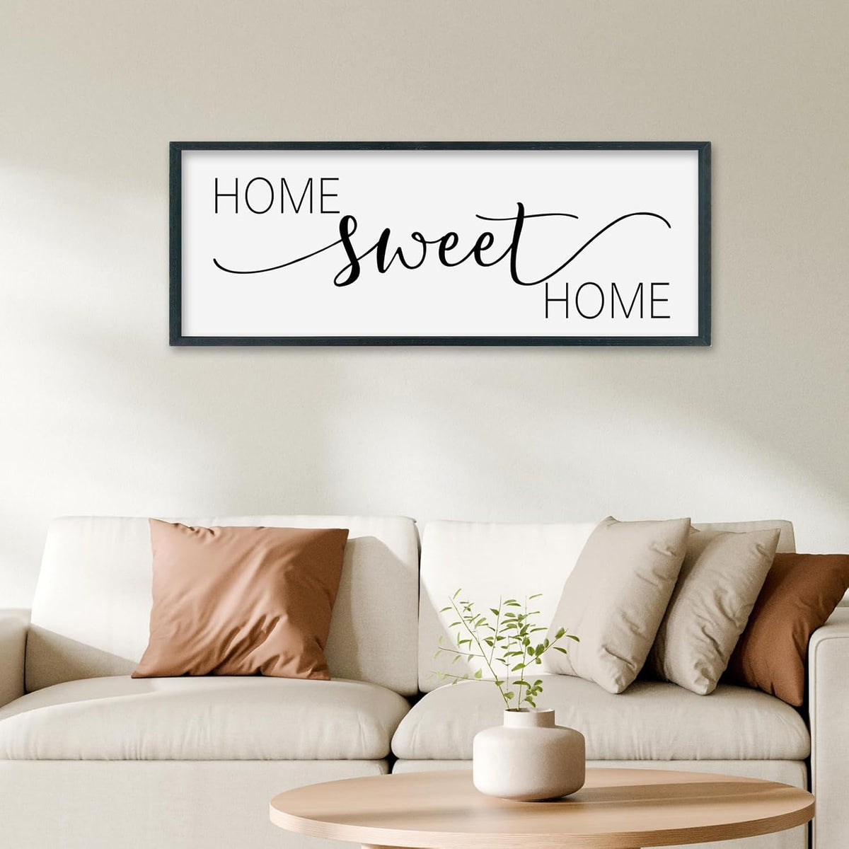 SRSZHIYUE Home Sweet Home Sign 32"x12" for Farmhouse Rustic Large Family Living Room Over Couch Modern Horizontal Wall Decor, Wood Framed Plaques Art Decorative (Black)