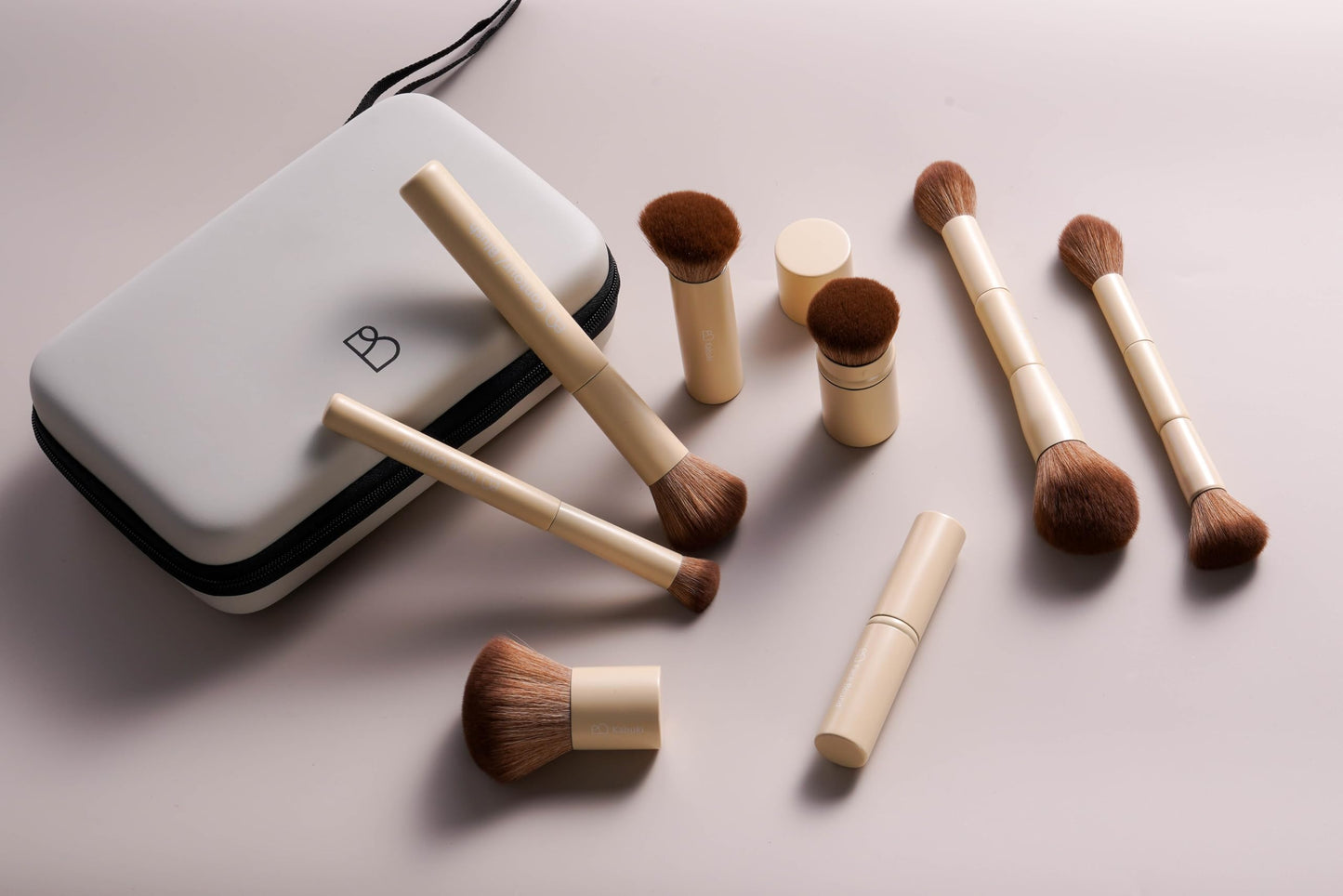 Professional Makeup Brushes BS-MALL With Travel Case - Kabuki Brush Eyeshadow Brush, Concealer Brush, Blush Brush Bronzer & Foundation 20 Pcs, Labeled Daily Use Gift Box Aluminum Ferrules (Beige)