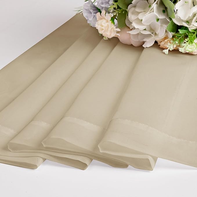 Chyhomenyc Sheer Taupe Valances for Windows 2 Pack, Small Window Curtains for Living Room Bathroom Cafe Laundry Basement, Modern Top Dual Rod Pocket Voile Curtain, 42W x 18L inches, Taupe