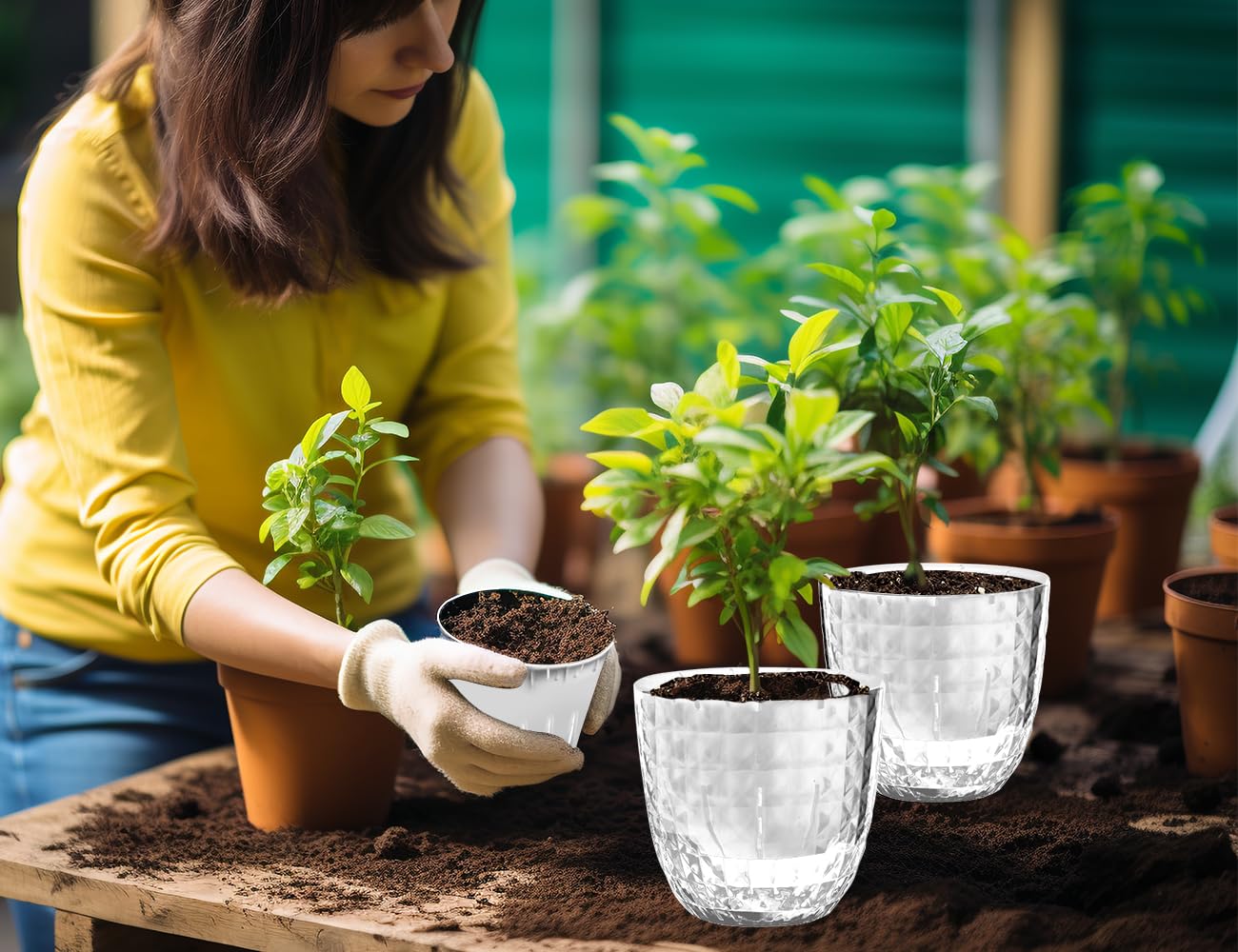 Etvski Self Watering Pots for Indoor Plants, Flower Pots, Self Watering Plant Pot-6pcs 4inch Clear