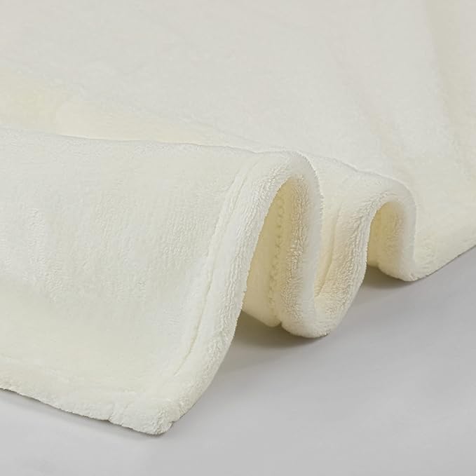 SERTA Cozy Plush Thick Fuzzy Super Soft Lightweight Throw Blanket for Bed, Couch, or Travel, King (108 in x 90 in), Off White