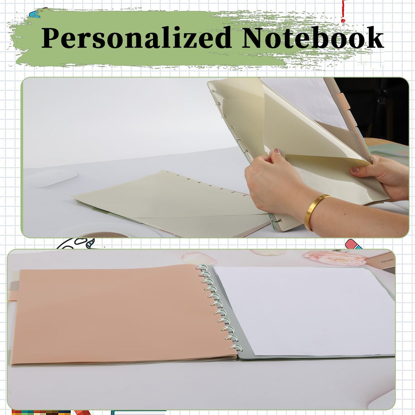 32 Pcs Discbound Pocket Dividers 8.5 x 11 Dividers with Discbound Notebook Accessories Tabs and Pockets Discbound Pocket Folders for Business School Office