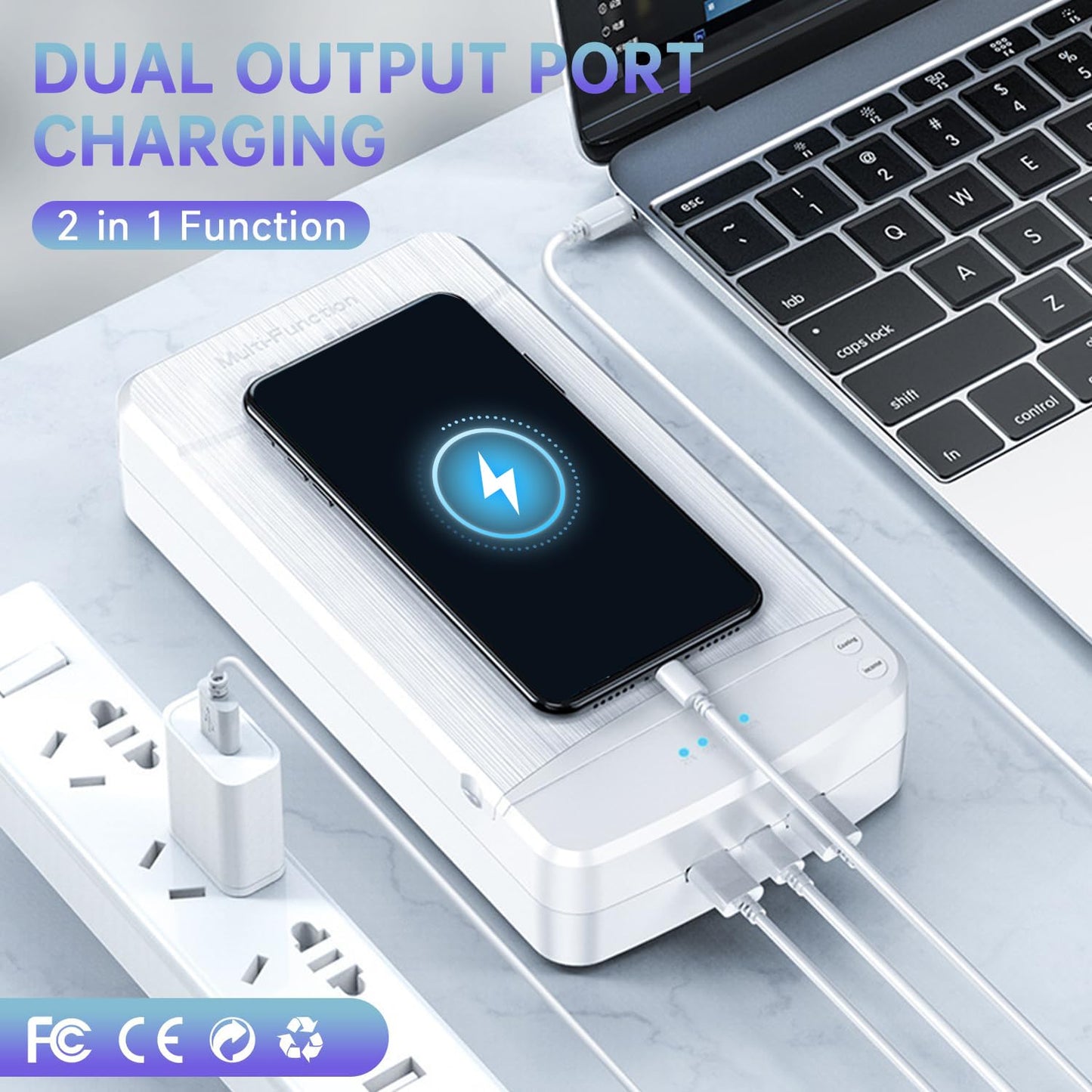 UV Light Nail Tool Cleaner Portable USB Cleaning Box 360° UV Cleaning Container Multi-function Aromatherapy Cleansing Box Manicure Tools Clean Machine for Nails Supplies Salon Phone Glasses White