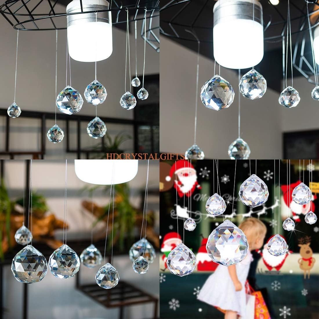 HDCRYSTALGIFTS 48pcs Clear Faceted Crystal Ball Prism 1.2"/30mm Glass Prism Sun Shine Catcher Rainbow Pendants Maker, Hanging Crystals Prisms for Windows Home Decor