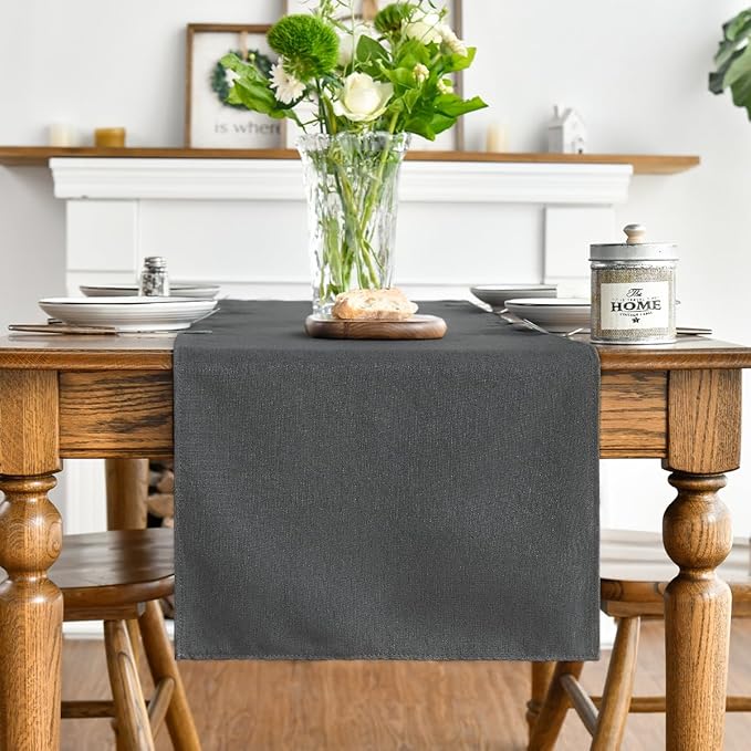 Artoid Mode Grey Table Runner, Seasonal Washable Kitchen Dining Table Decoration for Home Party Decor 13x48 Inch