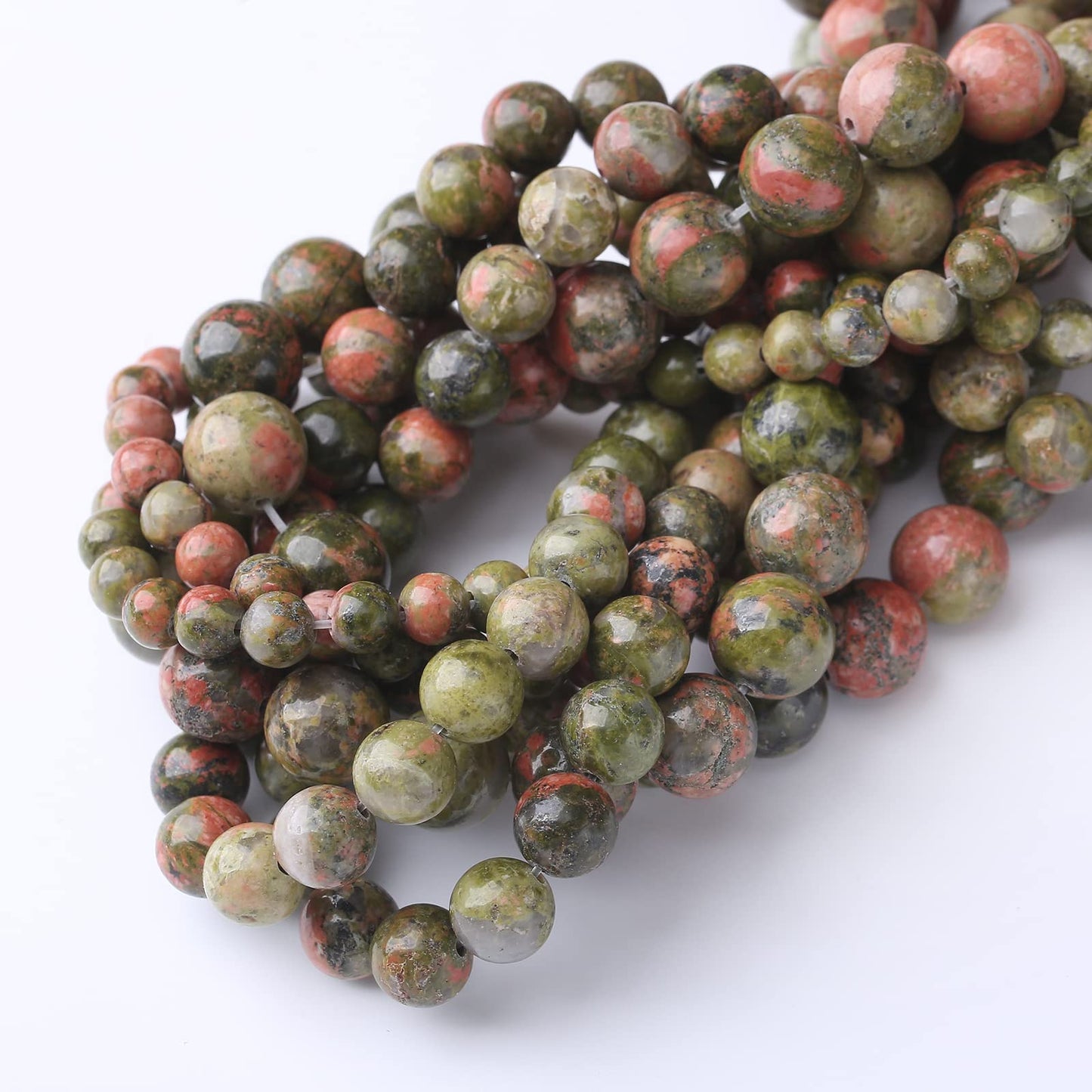 36PCS 10MM Natural Unakite Stone Beads Energy Healing Beads for DIY Jewelry Bracelet Necklace Making for Jewelry Making15Inch