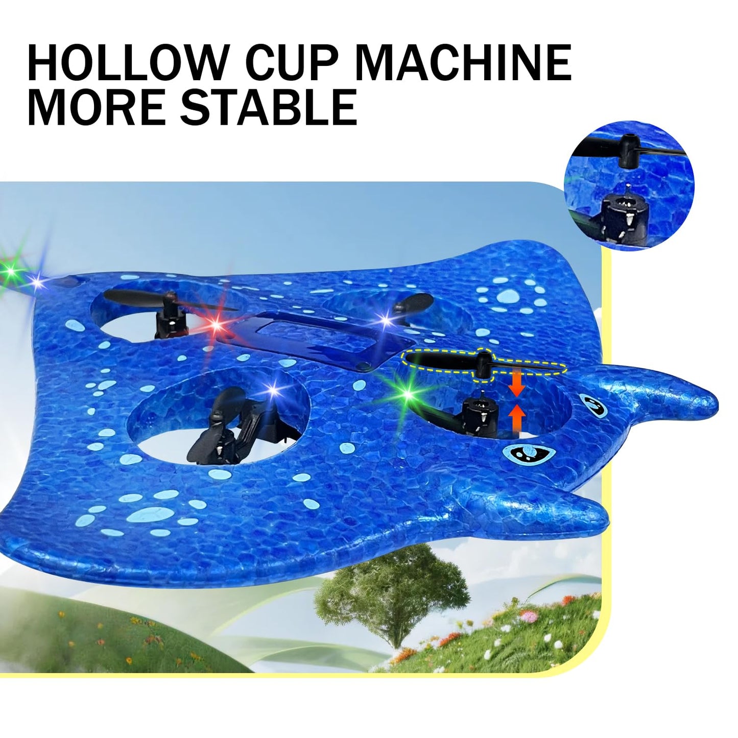 RC Airplane for Kids and Beginners, 2.4GHz Remote Control Drone with 2 Batteries, 360° Drop-Resistant Stunt Spin Remote Fighter Jet with Lights Outdoor Flying Toy