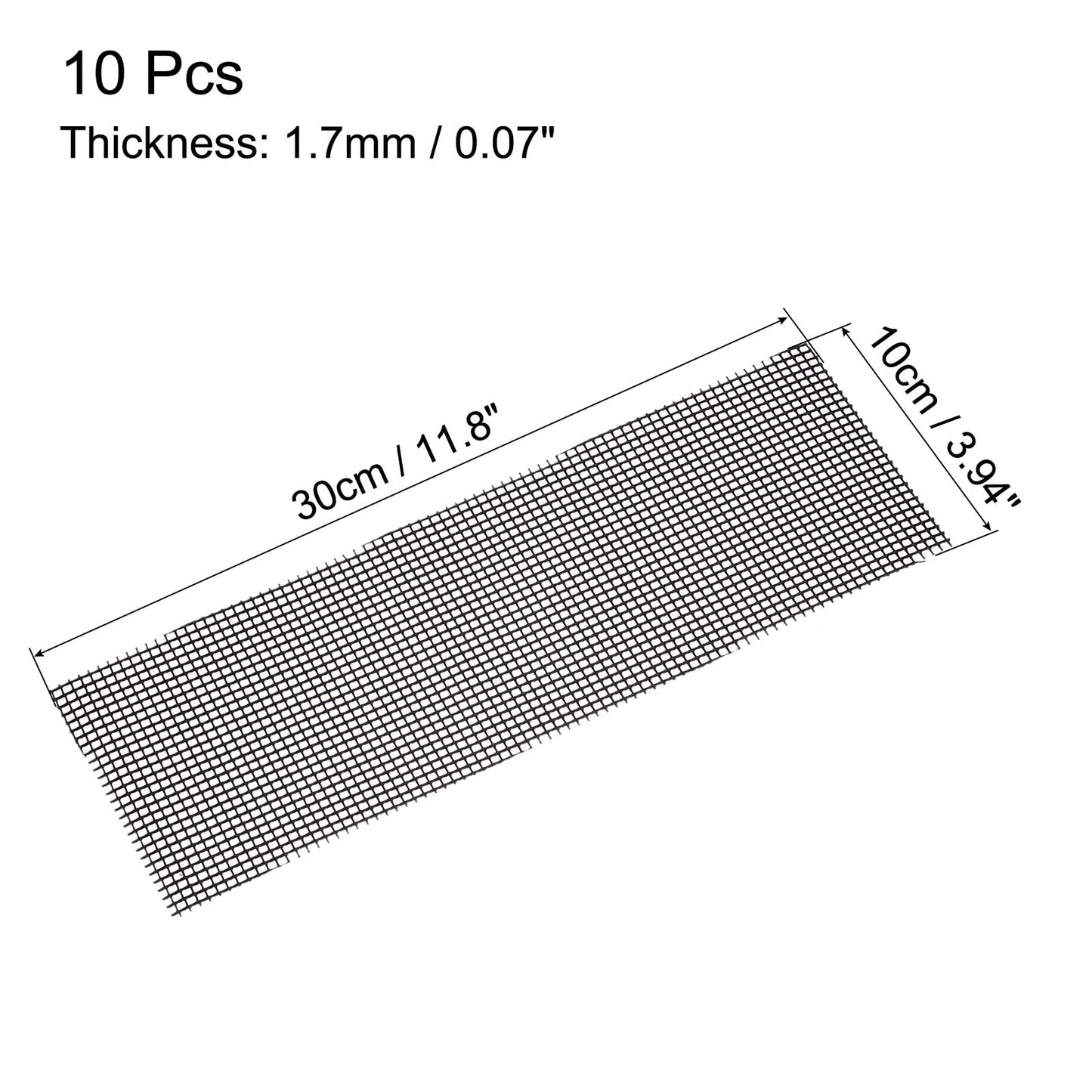 MECCANIXITY 10 Pcs Flower Pot Hole Mesh Pad 11.8x3.9" Invisible Rigid Plastic Bottom Grid Drainage Screens Prevent Soil Loss for Plant Containers, Bonsai (Black)