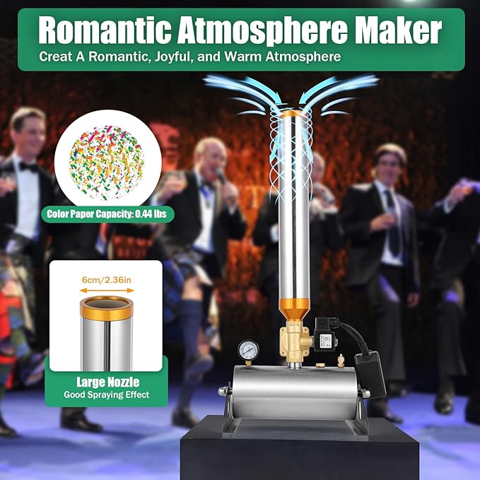 Pattosaey 2-Pack Confetti Cannon Machine with Controller Control, 150W Motor, IP65 Waterproof, Adjustable Angle Spray up to 50ft for Weddings, Parties, Stage Performances, Compressor Not Included