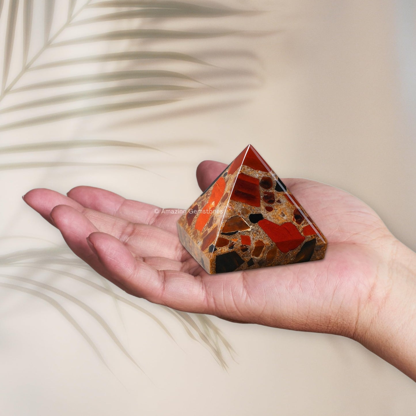 Spotted Jasper Pyramid Crystal Healing Stones - 1.5" Great Pyramid Figurine of Natural Stone Pyramid for Meditation, Reiki, Chakra Balancing and Crystal Pyramids Grid