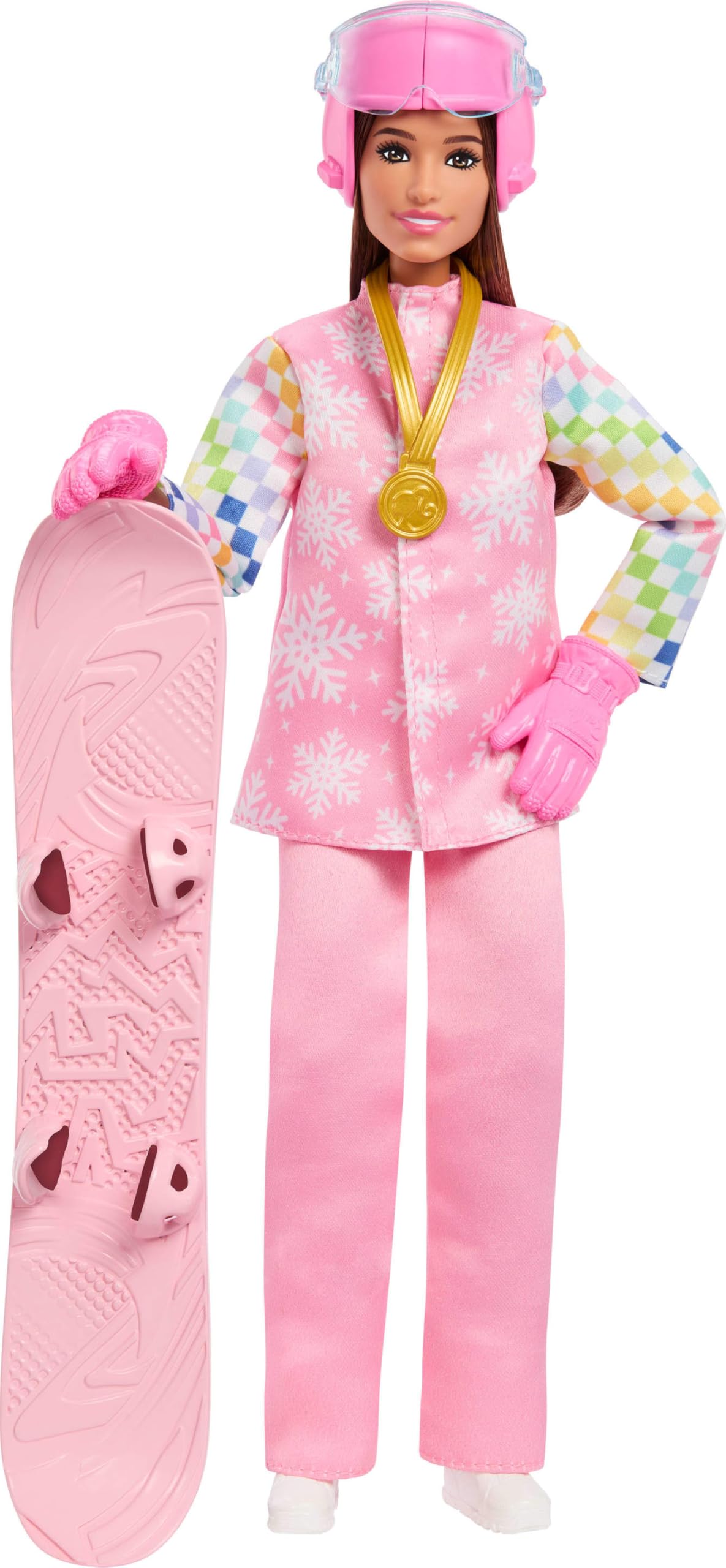 Barbie Careers Snowboarder Doll Wearing Pink Snow Jacket, Pants & Boots with 10+ Accessories Including Color-Change Snowboard