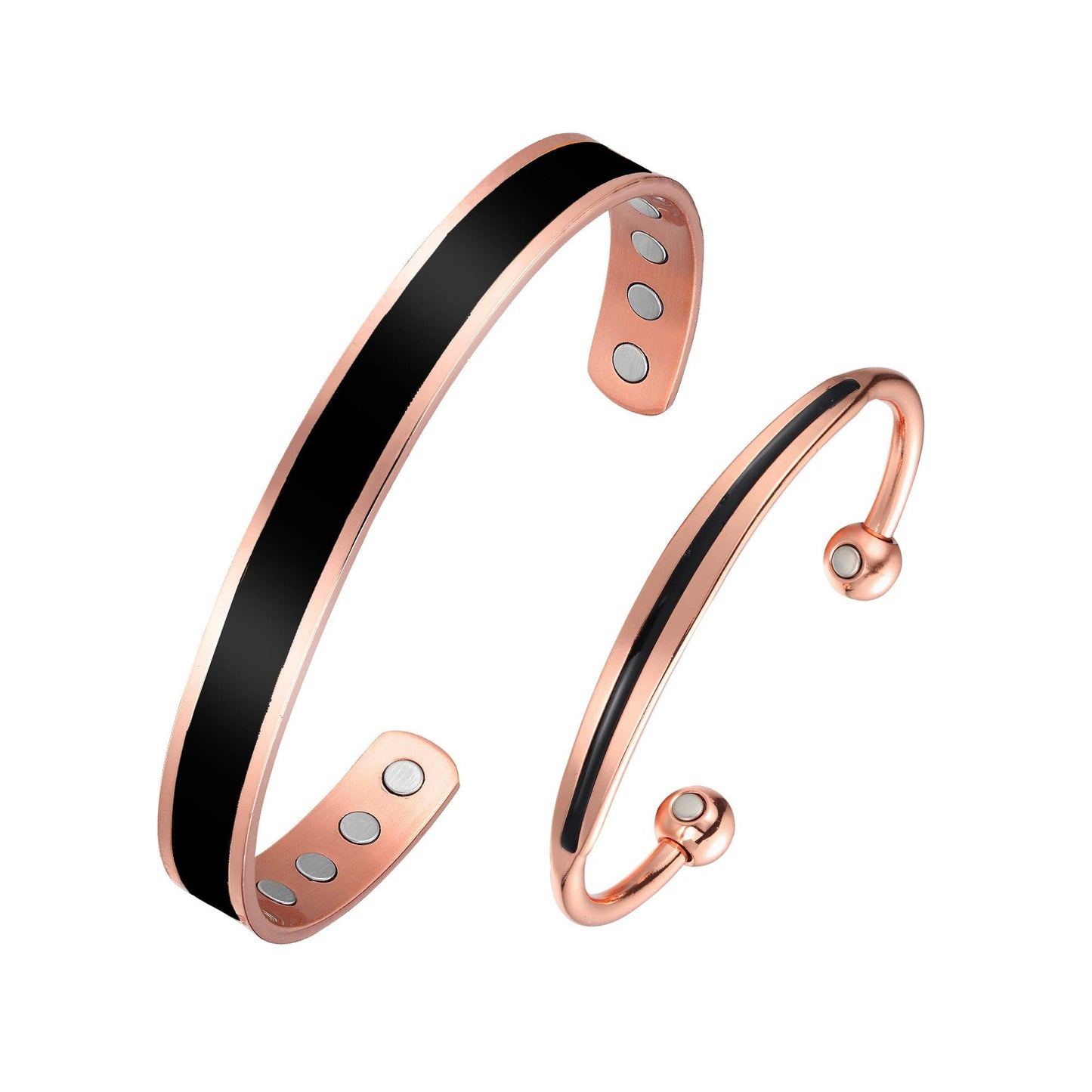 BioMag 2Pcs Copper Bracelets for Women Men, 99.9% Pure Copper Magnetic Bracelet Cuff Bangle with 8Pcs Magnets, Adjustable Jewelry Gifts