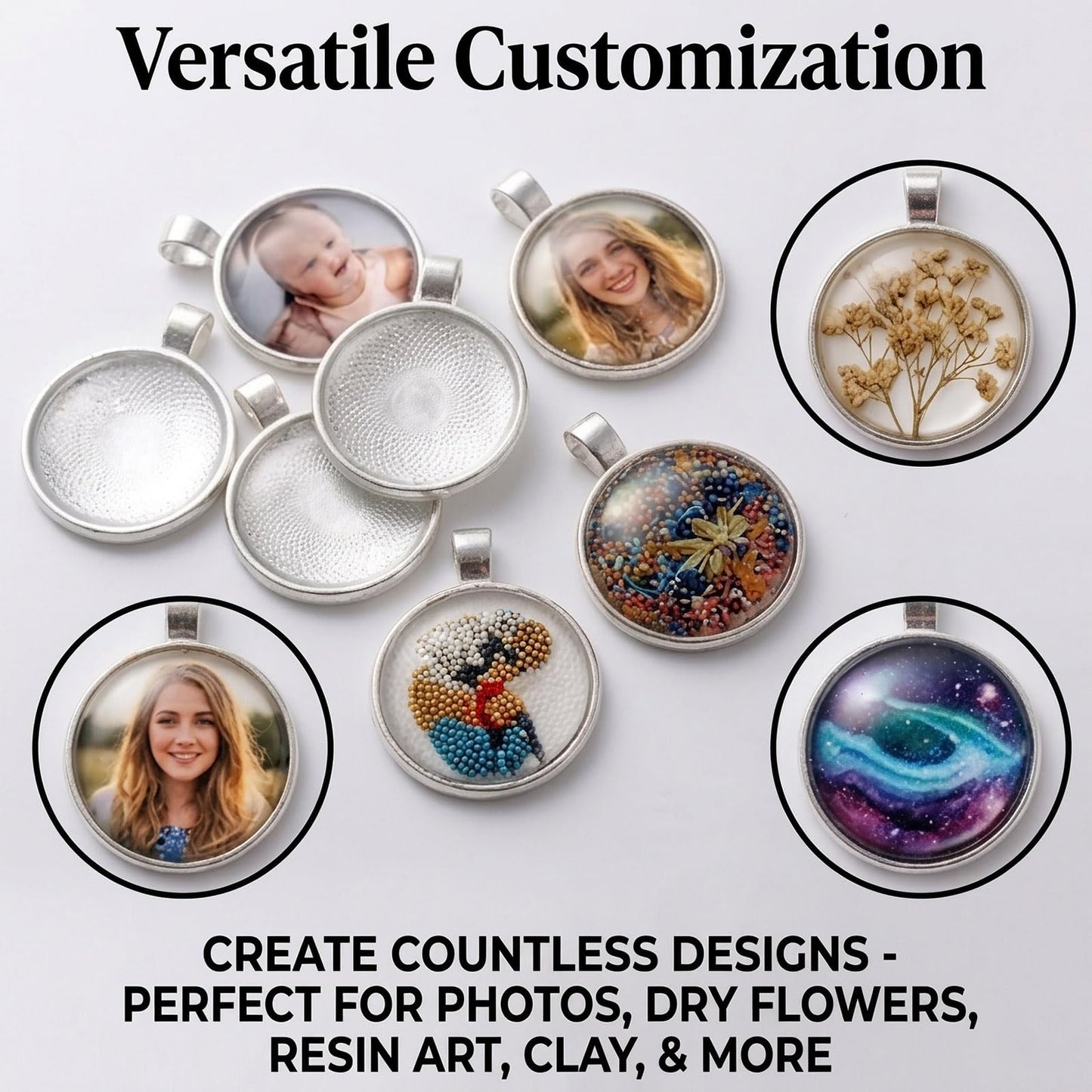 OBSEDE 80 Pcs 25 mm Stainless Steel Round Blank Bezel Set, Including 40 Pendant Trays 40 Glass Cabochon Trays Pendant Blanks for Jewelry Making DIY Findings