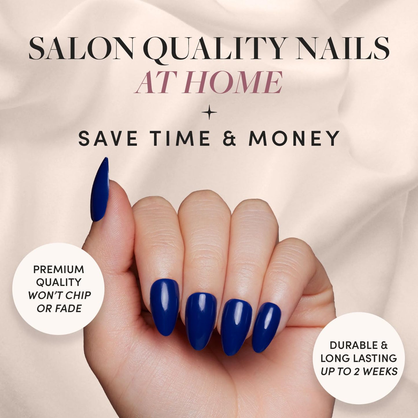 Glamnetic Press-On Nails Bundle - Midnight Blue & Fiery Red | Dark Navy Blue Short Almond False Nails | Bright Red Short Almond Fake Nails | Reusable, Salon-Quality Nail Kits