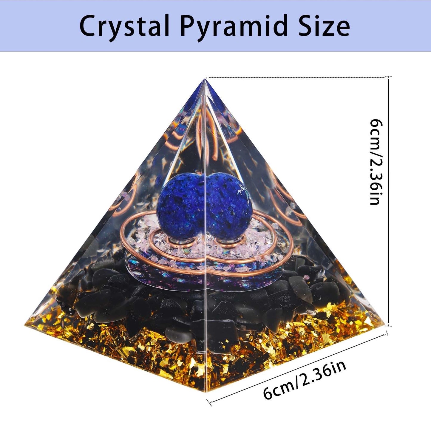 Crystal Pyramid, Lapis Lazuli & Obsidian Healing Crystal Pyramid Porstive Energy Generator, Natural Crystals Energy Pyramid for Attract Wealth Success and Lucky