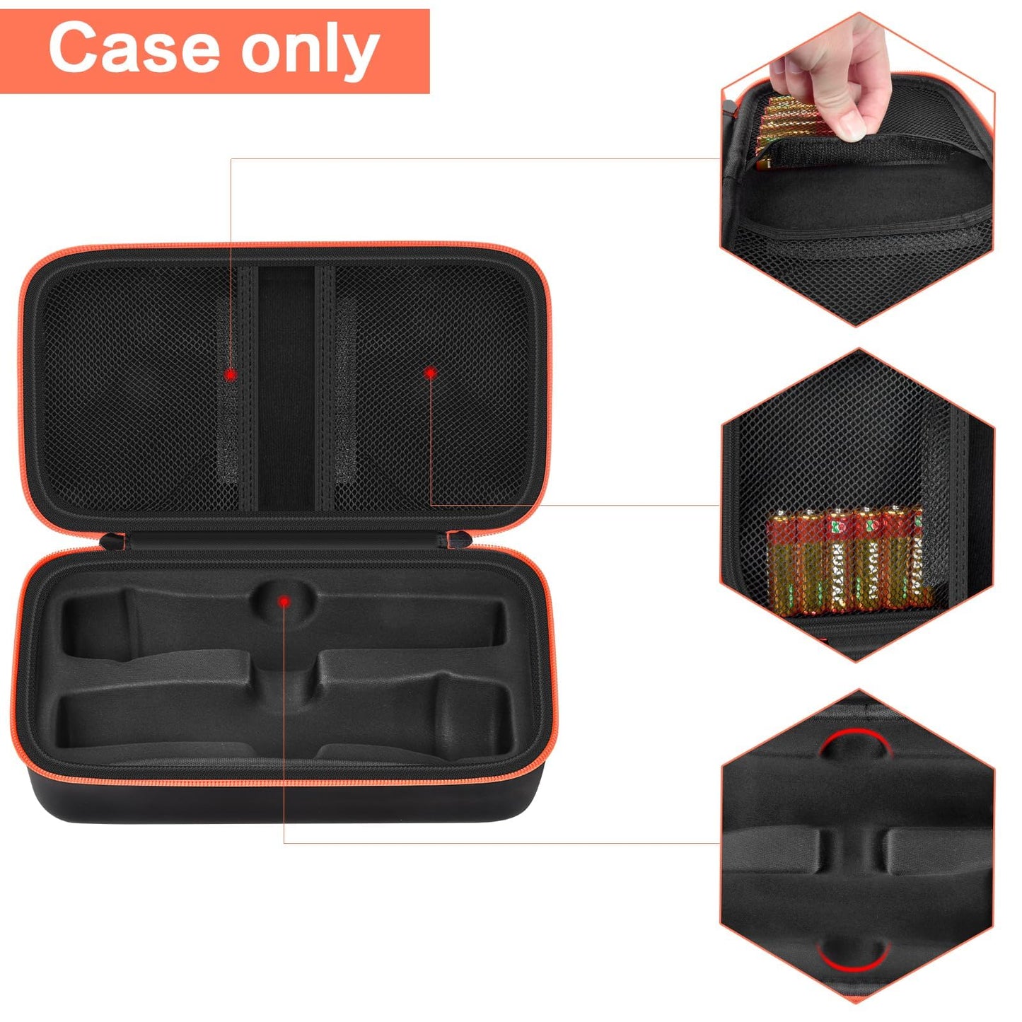 Againmore Wireless Microphone Case Compatible with JBL Wireless Two Microphone System, Handheld Dual Mic Travel Bag for Singing or Karaoke for Receivers, Adapters, AA Batteries-Black(Box Only)