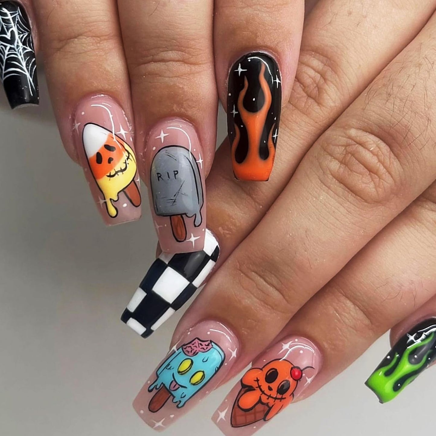 IMRAIN Press on Nails Long Square Fake Nails Glossy Glue on Nails Full Cover Acrylic False Nails
