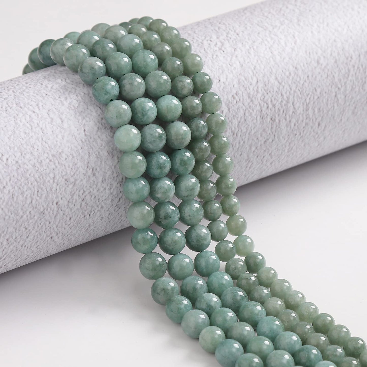 45pcs 8mm Burmese Jade Loose Beads for Jewelry Making, Natural Semi Precious Beads Round Smooth Gemstone Spacer Beads Charms for Necklaces Bracelets