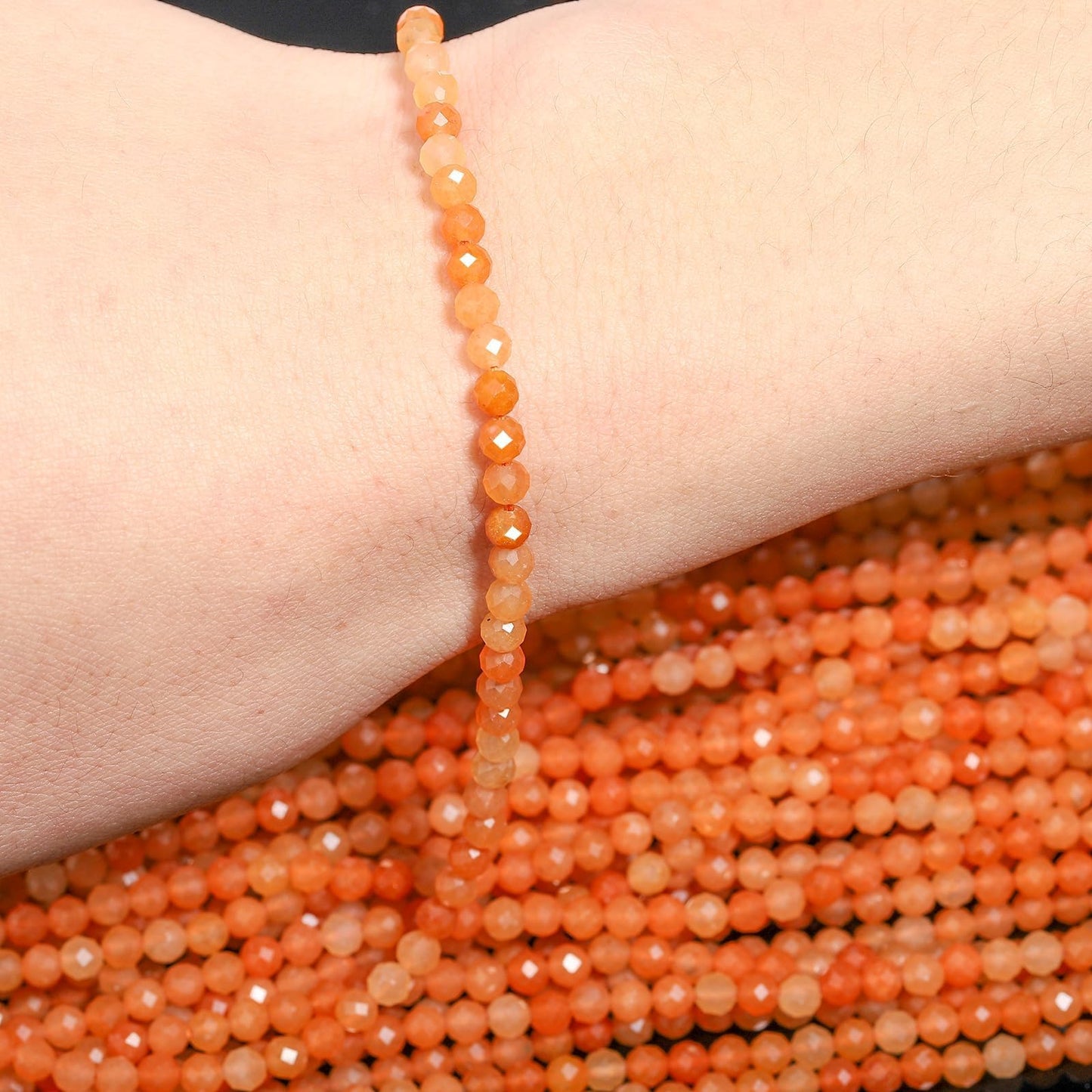 Song Xi 120pcs 3mm Natural Red Aventurine Gemstone Beads Faceted Round Loose Stone Beads for Jewelry Making (1 Strand)