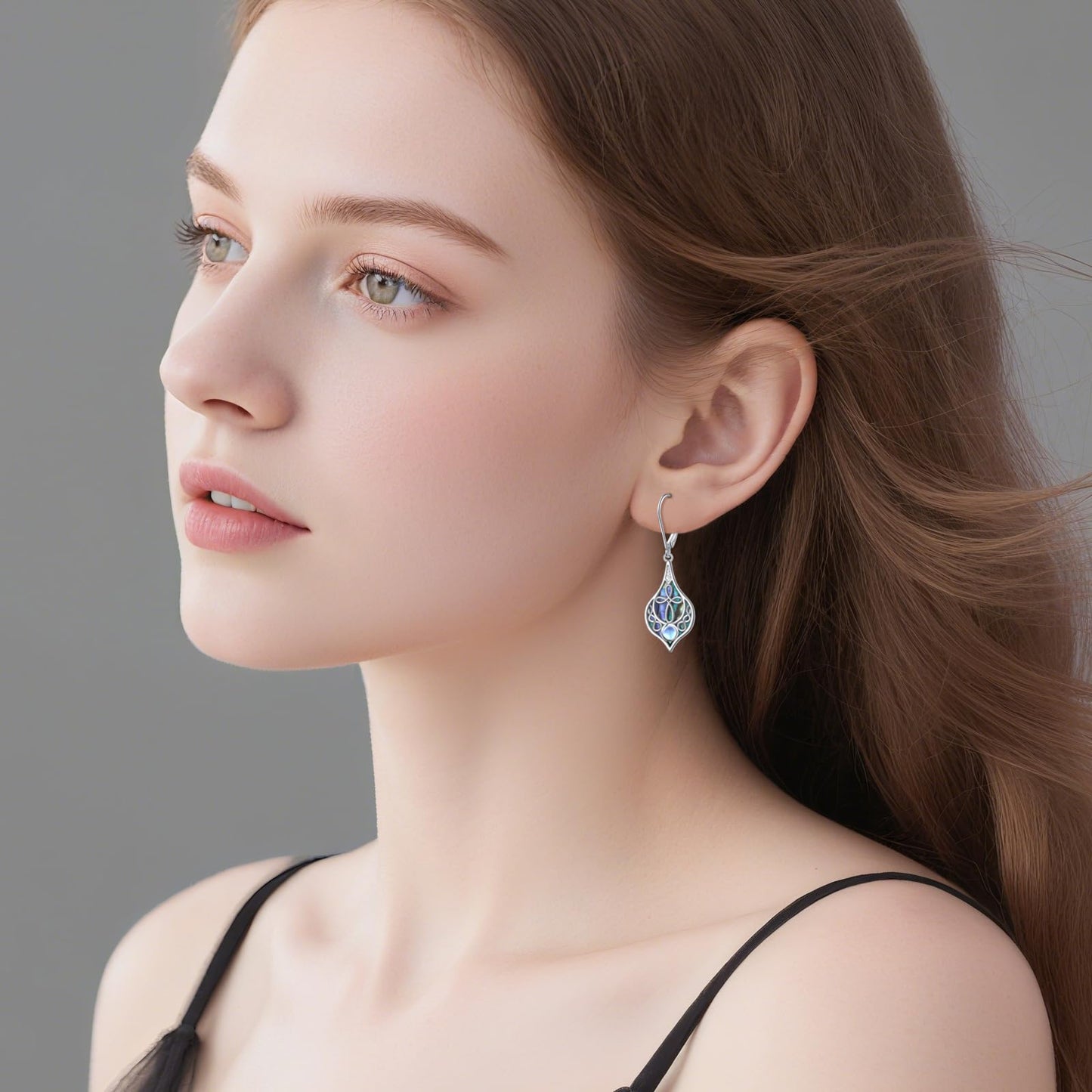SHAOAN 925 Sterling Silver Cross Moonstone Dangle Drop Earrings Abalone Shell Teardrop Earring Jewelry Gifts for Women