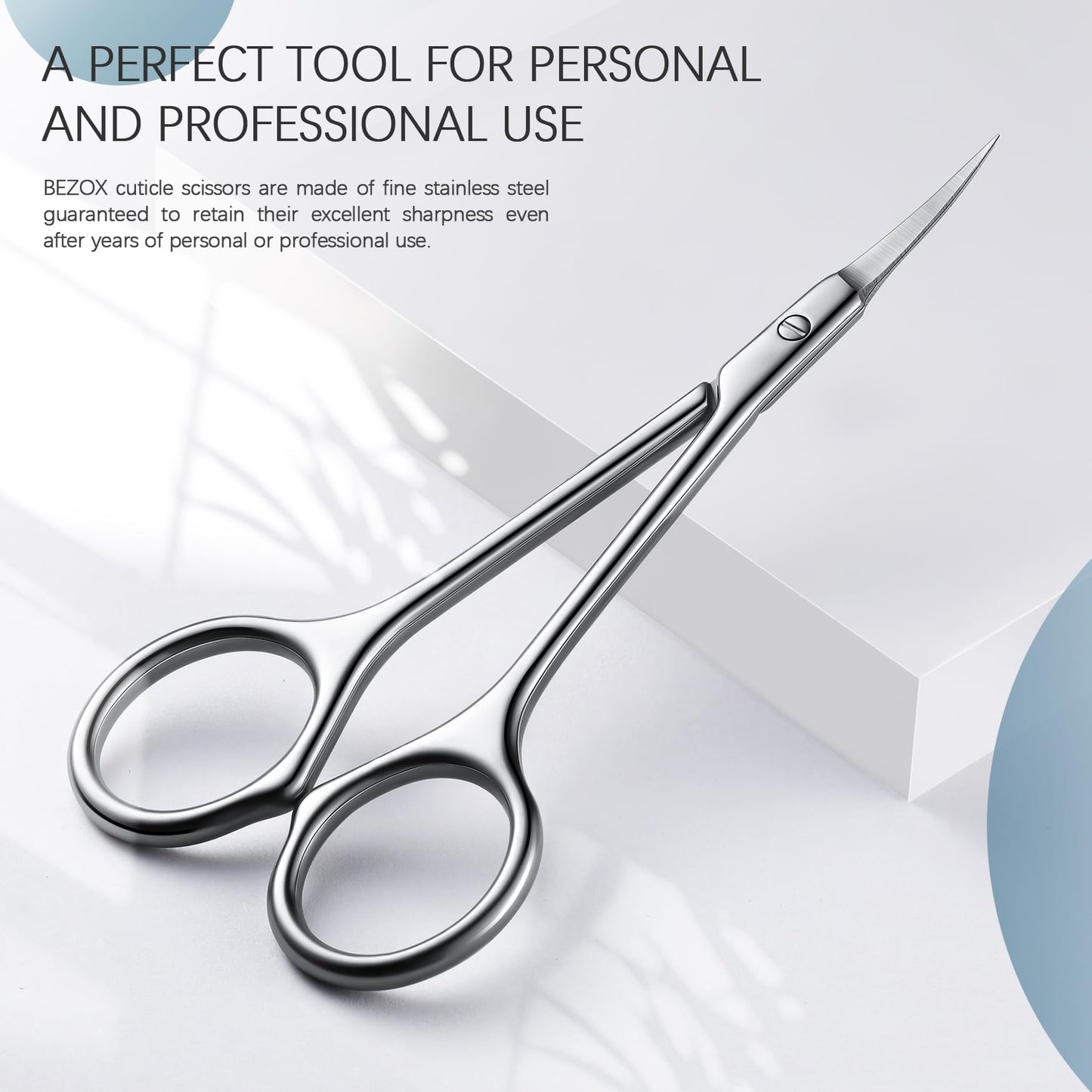 BEZOX Curved Cuticle Scissors – Precision Little Manicure Scissor Extra Fine Tip for Women, Sharp, Sleek, and Designed Finger Nails Scissor for Flawless Nail Care - Silver
