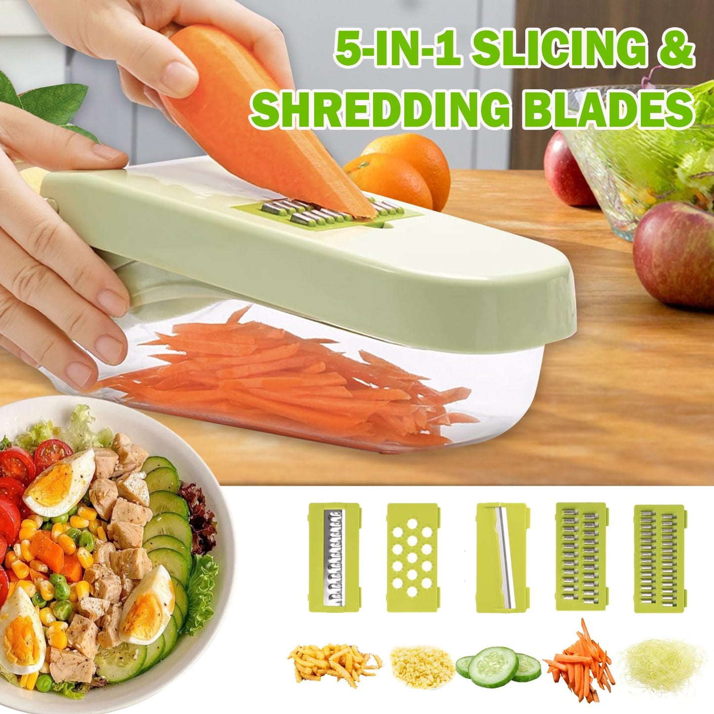 17-Piece Multifunctional Vegetable Chopper, Onion Dicer, Professional Kitchen Slicer, Food Cutter, Cheese Grater, Veggie Chopper with Storage Container, Essential Kitchen Tool
