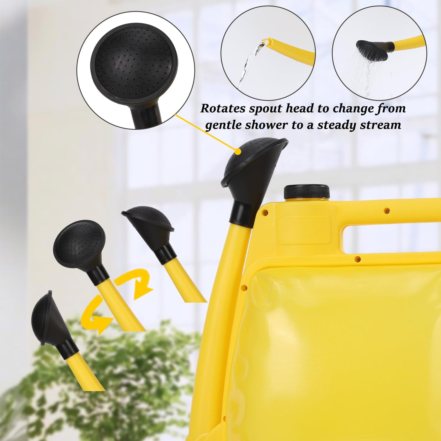YOPIWI Watering Can 1.6Gal Transparent Plastic with Comfort Grip Handle for Indoor & Outdoor Plants (Yellow)