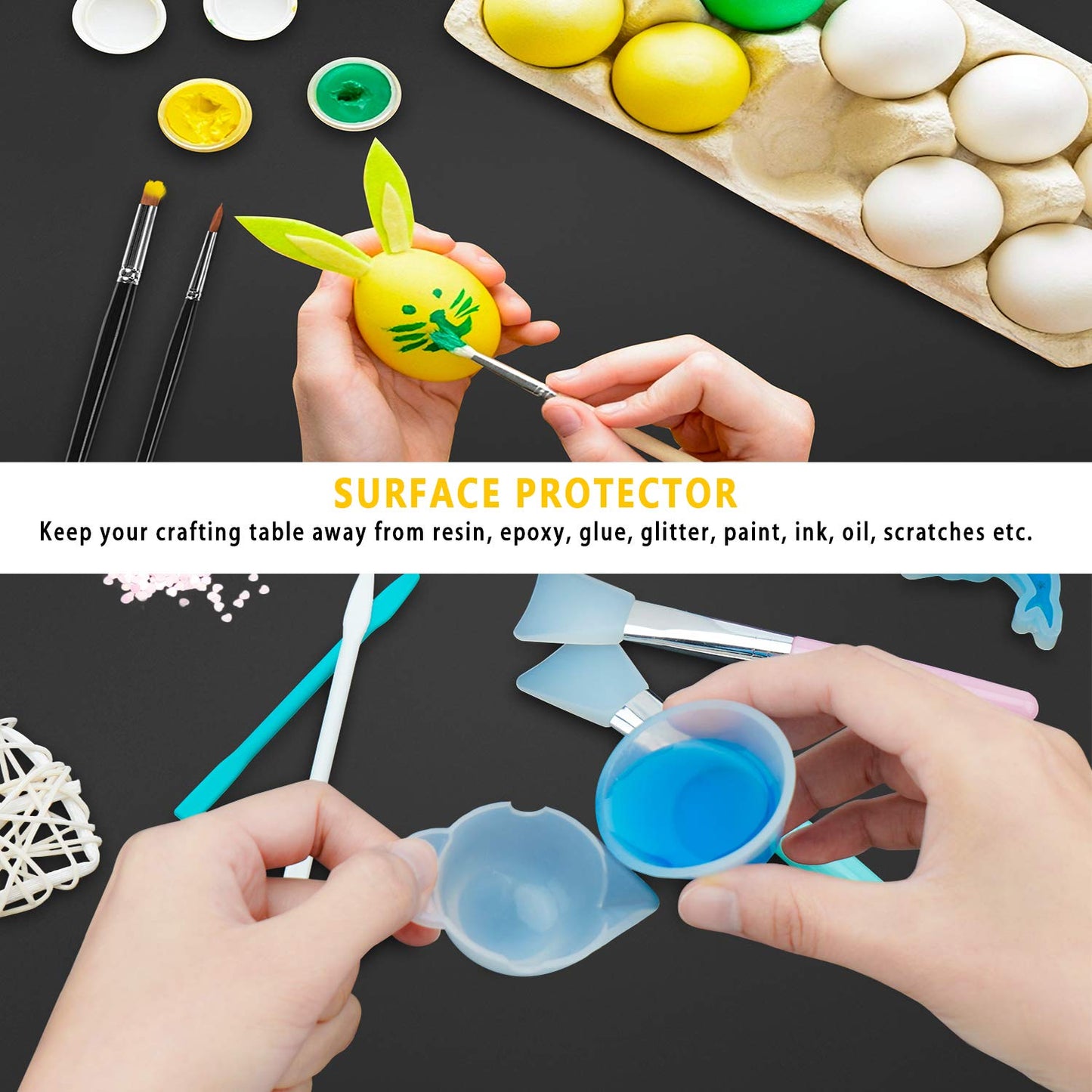Gartful X-Large Silicone Sheet for Resin, 23.6"x15.7" Black Jewelry Casting Molds Mat, Premium Silicone Placemat, Reusable, Nonstick, Countertop Protector, Multipurpose Mat, 2 PCS