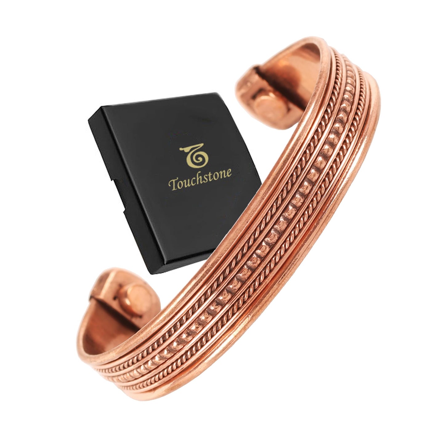 Touchstone Copper Magnetic Hand Forged With Solid And High Gauge Tibetan Magical Minimalistic Elegance Pure Copper Bracelet In Natural Copper Tone.