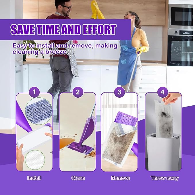 50 Pack Mop Pad Refills for Swiffer Wet Jet Mop Pads, Wet Jet Mopping Pads for Multi Surface Floor Cleaning, 4 Layers Thickened & Super Absorbent.