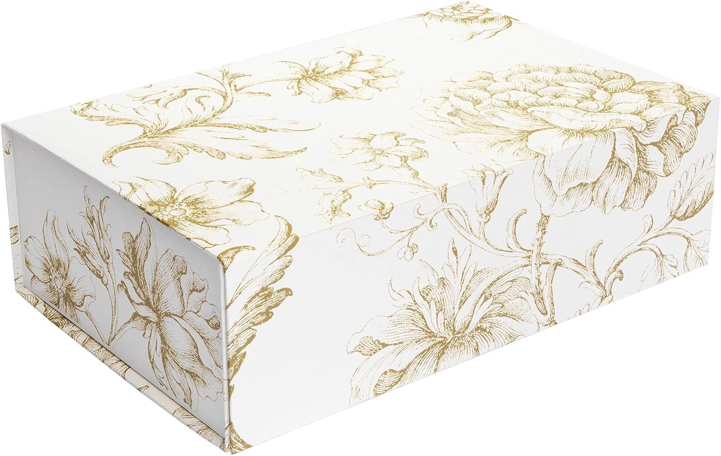Sorarto Luxury Keepsake Gift Box | Gold Floral Decorative Boxes with Magnetic Lids for Presents, Wedding Memory Box, and Bridal Gifts. 13.5" x 9" x 4.3"