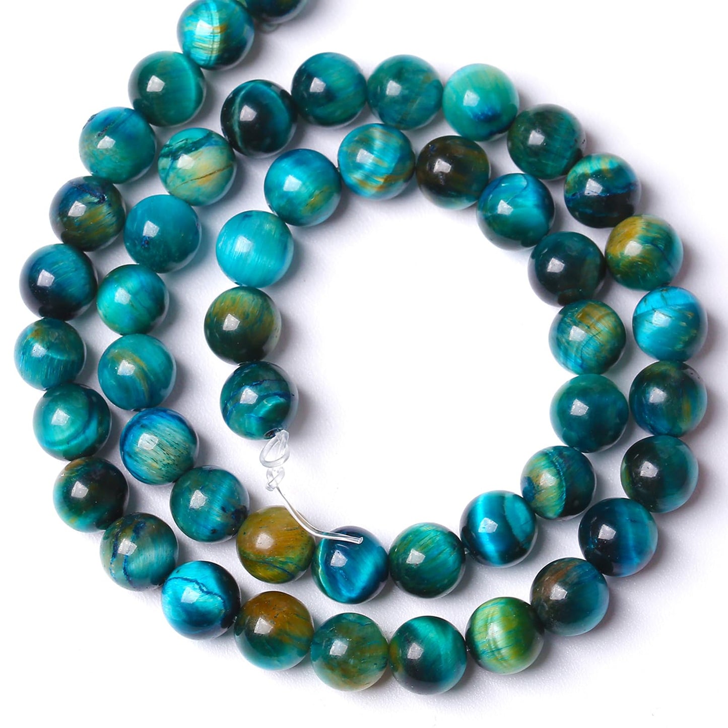 Natural Yellow Blue Tiger Eye Stone Beads for Jewelry Making Round Gemstone Beads DIY Bracelet Necklace 180pcs 4MM 2 Strands 32"