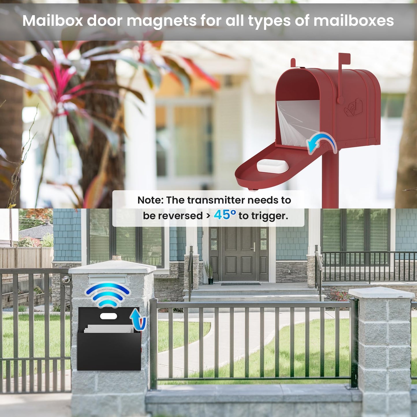 Mailbox Alarm Mail Chime Notification System-Mail Alarm 600 ft Long Range Wireless Mailbox Alert with LED Light Flashing and Sound Reminderser