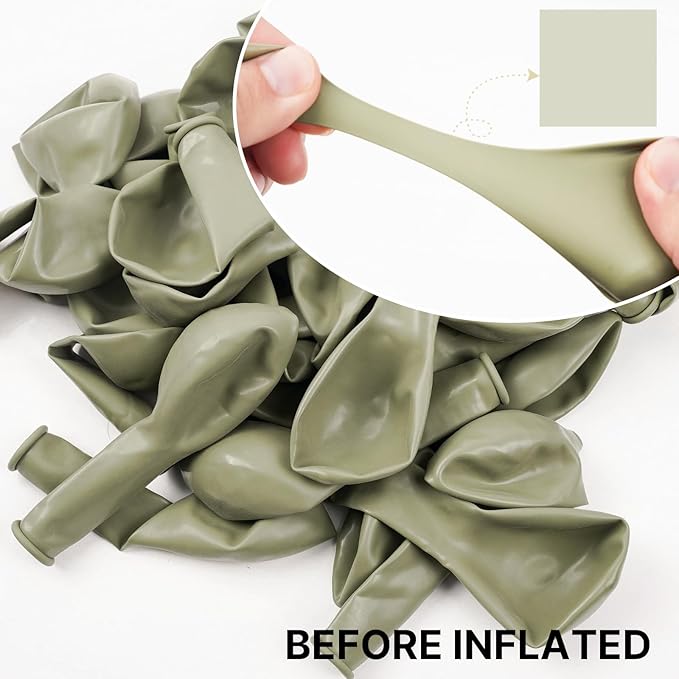 PartyWoo Sage Green Balloons 85pcs Different Sizes of 18 12 10 5 Inch Dusty Boho Green Latex Balloon Arch Kit for Wedding Birthday Dinosaur Jungle Golf Football Theme Party Decorations Green-F32