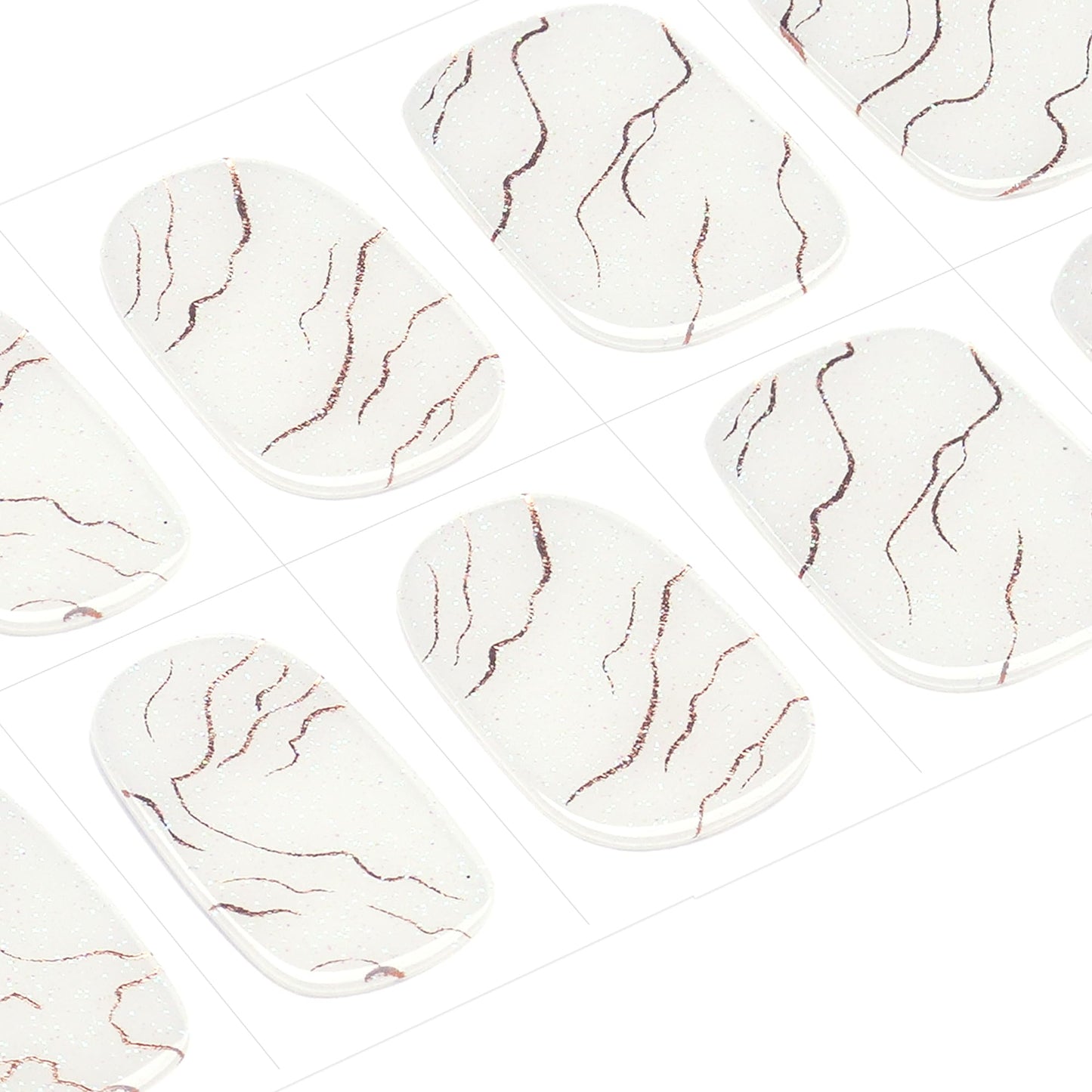 DANNI & TONI Semi Cured Gel Nail Strips White Gold Lines Laser Glitter Gel Nail Wraps 28 Stickers | Celestial Veins