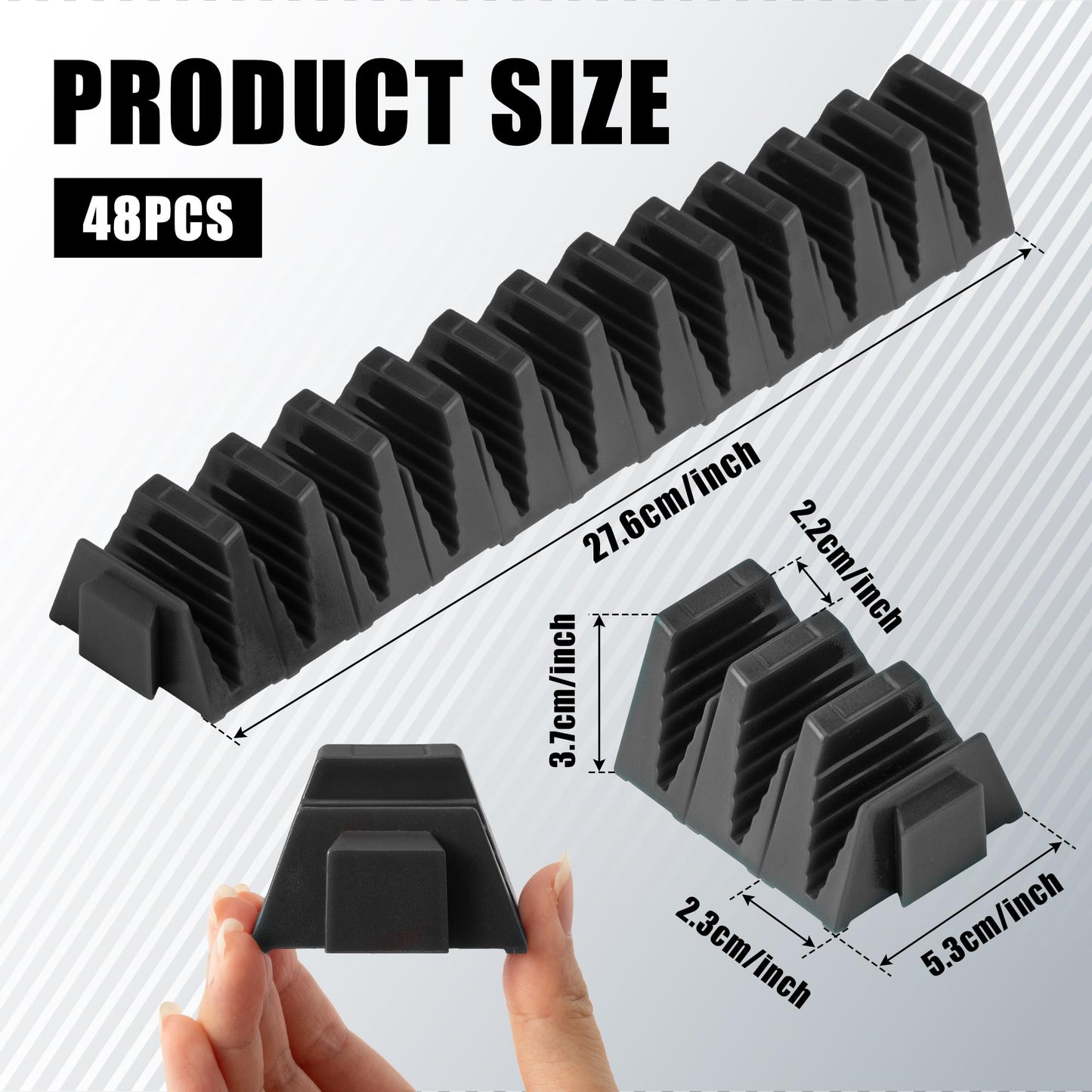GQIRIL Magnetic Modular Wrench Organizer - 48PCS Magnet Wrench Rack for Tool Box Drawer Storage, Tool Organization Holder with Metric & SAE Labels, Workshop Gift for Mechanics Men Father (Black)