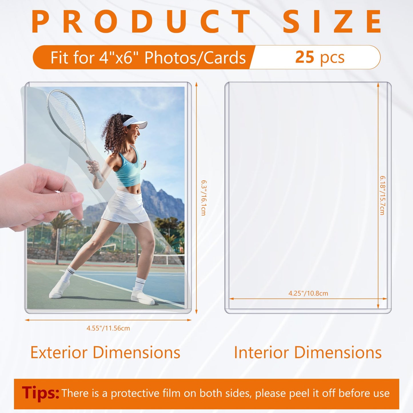 AKONEGE 25PCS 4" x 6" Rigid Print Protectors Waterproof Hard Plastic Sheet Protectors Top Loading Rigid Photo Sleeves Clear Plastic Sleeves for Postcard, Sports & Trading Cards