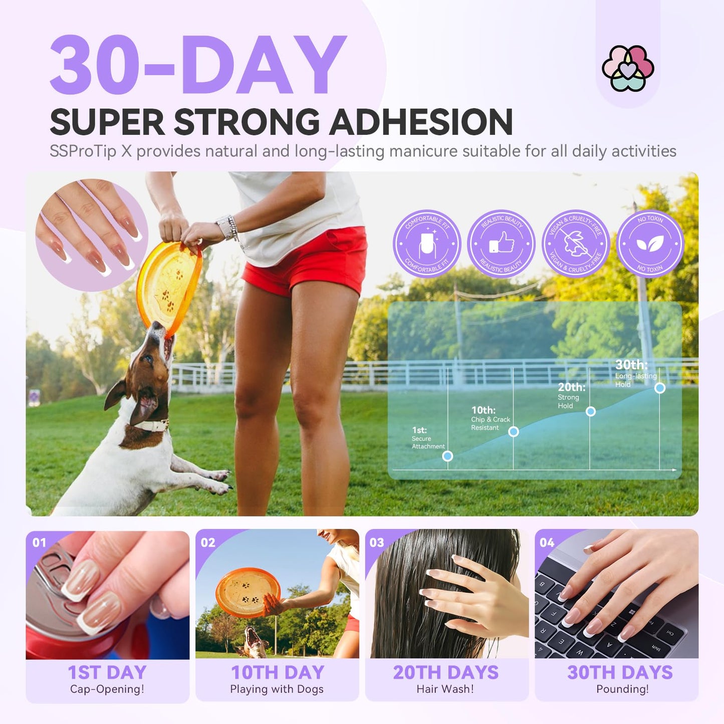 SAVILAND Press On Nails for Women: Long Square 160PCS Natural Acrylic Press On Nails Nude French Tip Nails Sturdy & Long-lasting Press on Nails Soft Gel Nail Tips for Extension DIY Nail Art