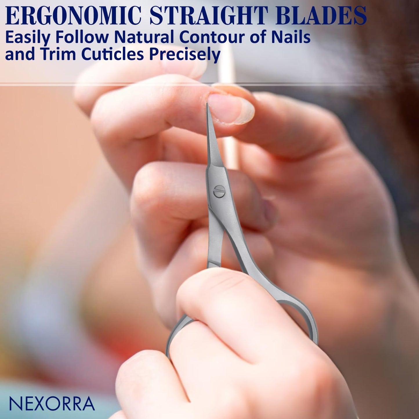 Nexorra German Nail Scissor Small Scissors for Nails, Cuticles, Beard, Eyebrows, Sharp Curved Toenails, Stainless Steel, Manicure and Pedicure Grooming Scissors for Men & Women Beauty Scissor.
