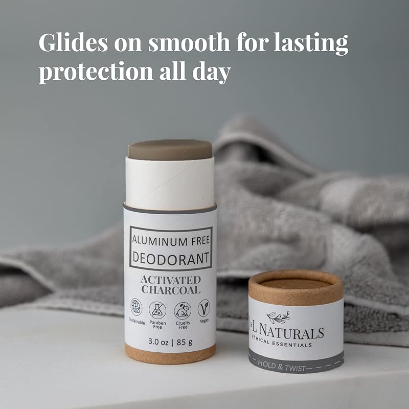 J&L Naturals Aluminum Free Deodorant for Men & Women | 100% Natural Ingredients With Coconut Oil, Shea Butter, & Essential Oils | Sustainable, Eco-Friendly (Activated Charcoal, 3.0 Oz (Single))