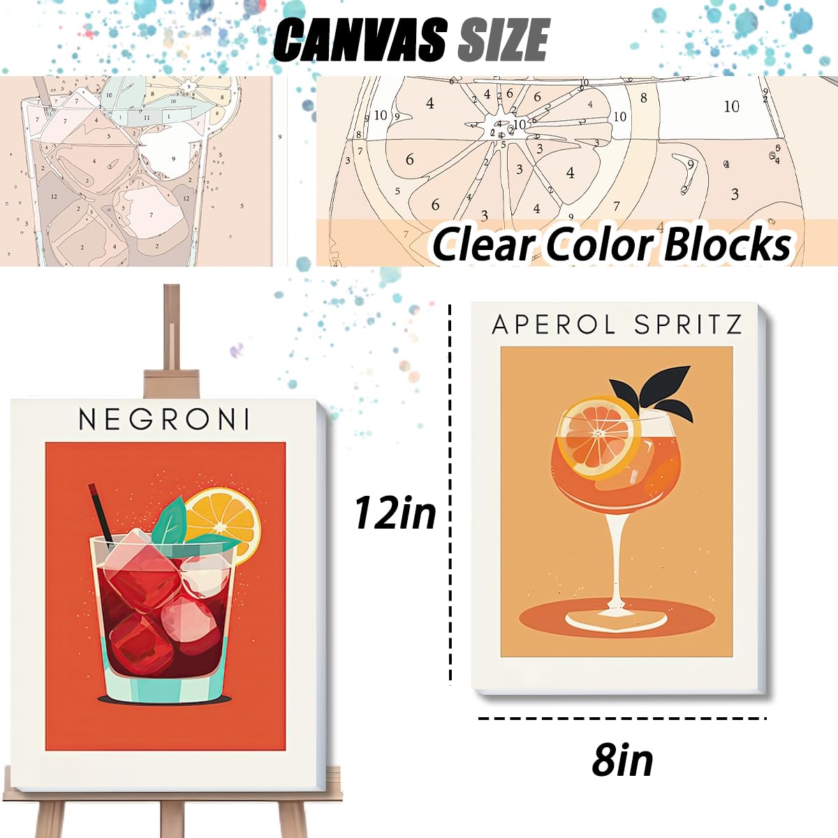 4 Pack Small Framed Paint by Numbers Kit for Adults Beginner,Easy Paint by Numbers Kit for Adult Frame Cocktail Paint by Number Kit for Adults Framed on Canvas Painting by Numbers for 8x12 Inch