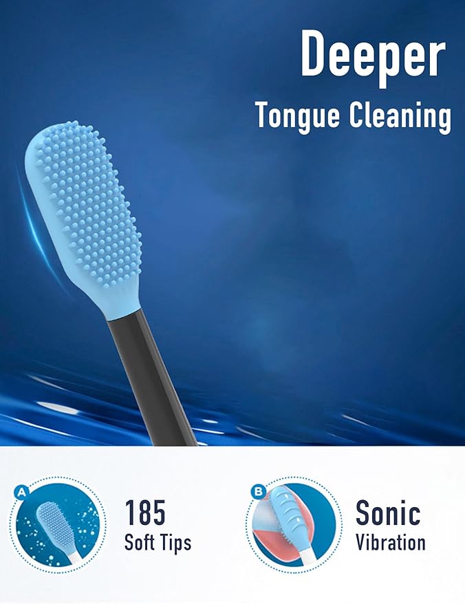 Tongue Scraper Heads Compatible with Philips Sonicare Click-On Handles – Gentle & Effective Tongue Cleaner, Fresh Breath, 3 Pack, Replacement Brush Heads (Black, one Size)